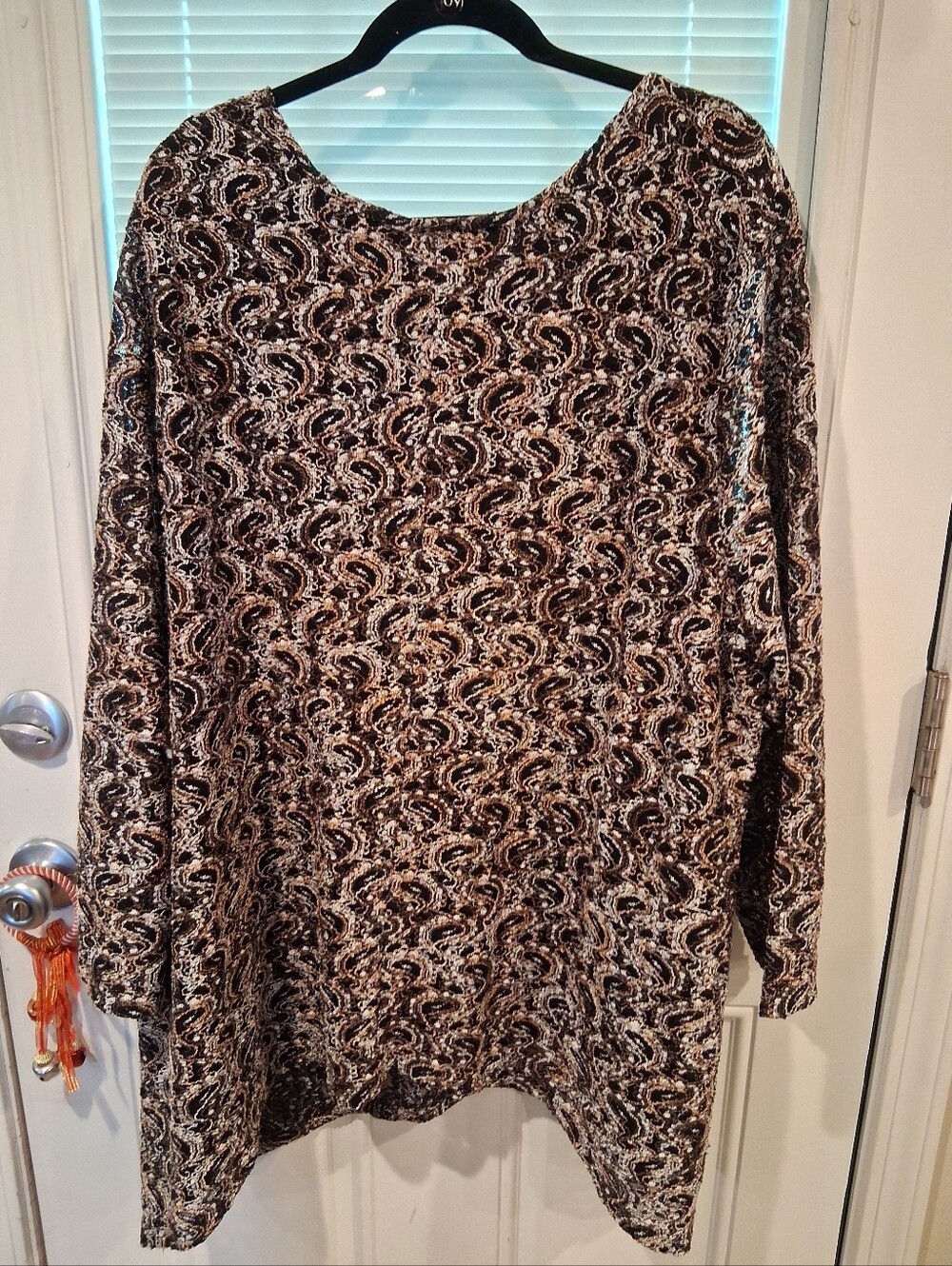 sku359 Catherine's Women’s Long Sleeve Paisley Print Top ,Plus Size 3 X 26/28